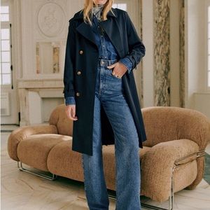 Sezane Scott Trench Navy size 6